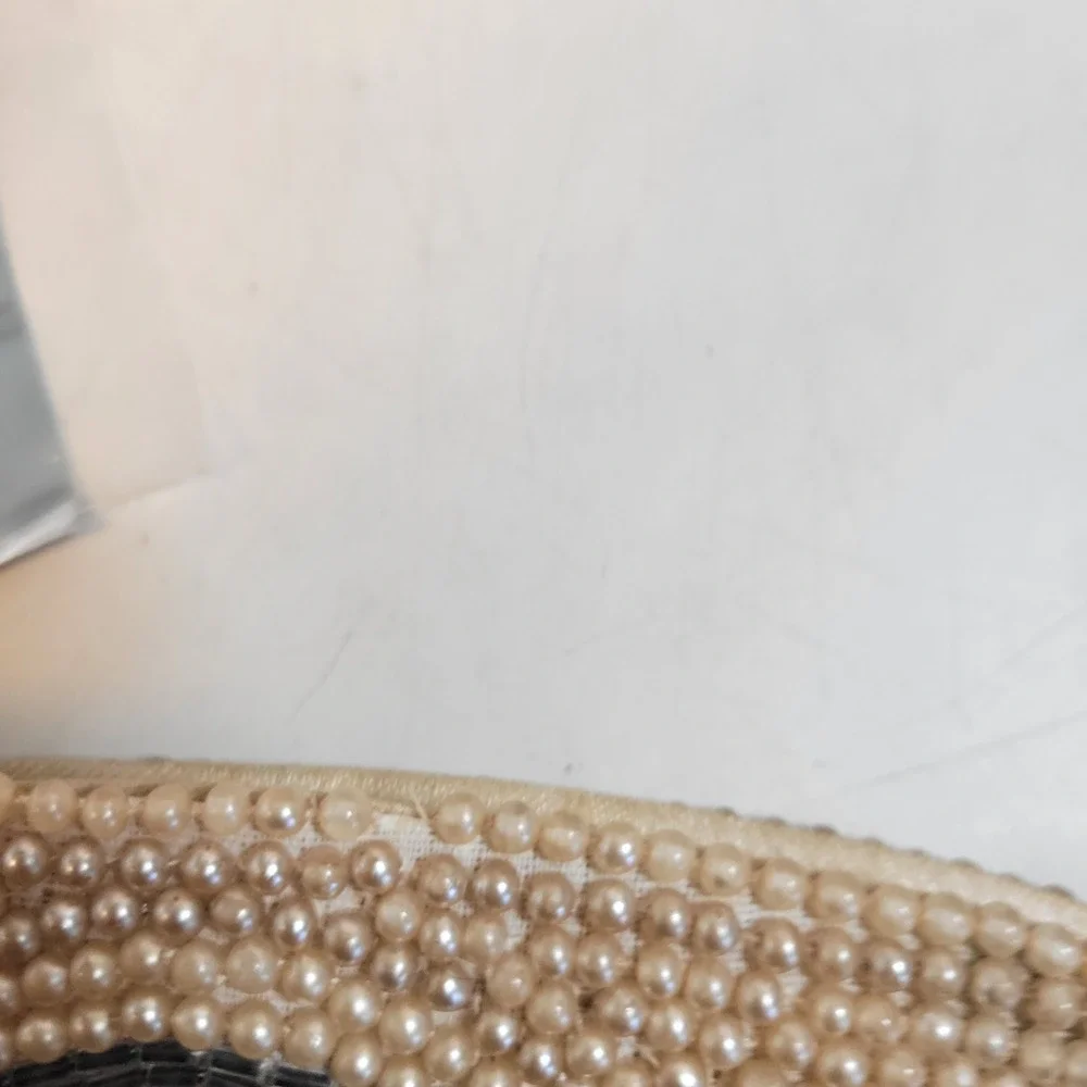 Vintage Faux Pearl Beaded Clutch JAPAN Cream Evening Formal Coin Purse